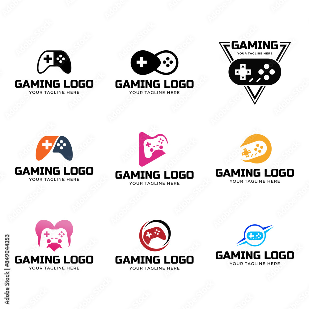 Set of Game console and video games stick logo design template logo. Set of Game console and video games stick logo design template logo.