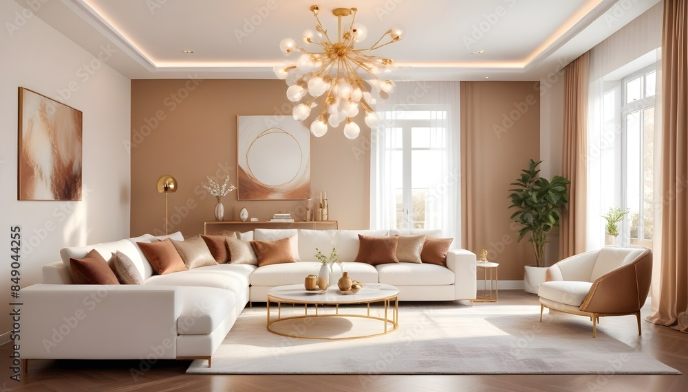 Fototapeta premium white and gold theme modern interior