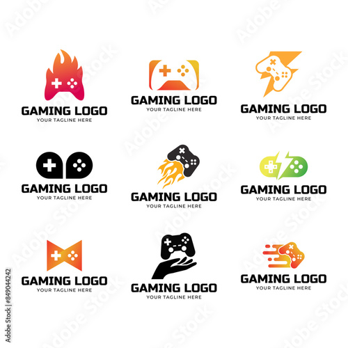 Set of Game console and video games stick logo design template logo.