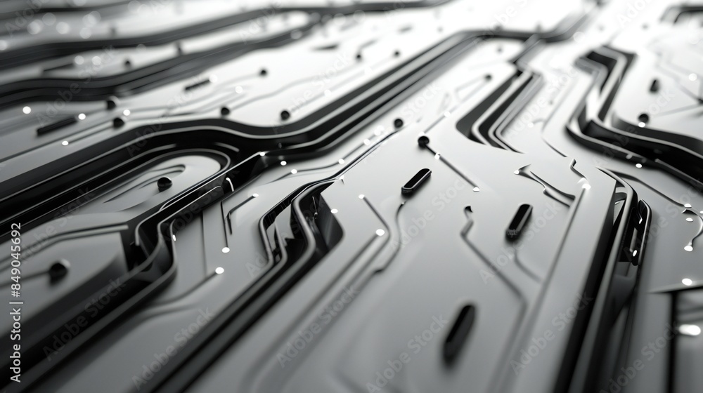 Futuristic ambiance created by sleek black circuitry lines on a white backdrop, adding a touch of modern sophistication to the space. Futuristic ambiance created by sleek black circuitry lines on a white backdrop, adding a touch of modern sophistication to the space.