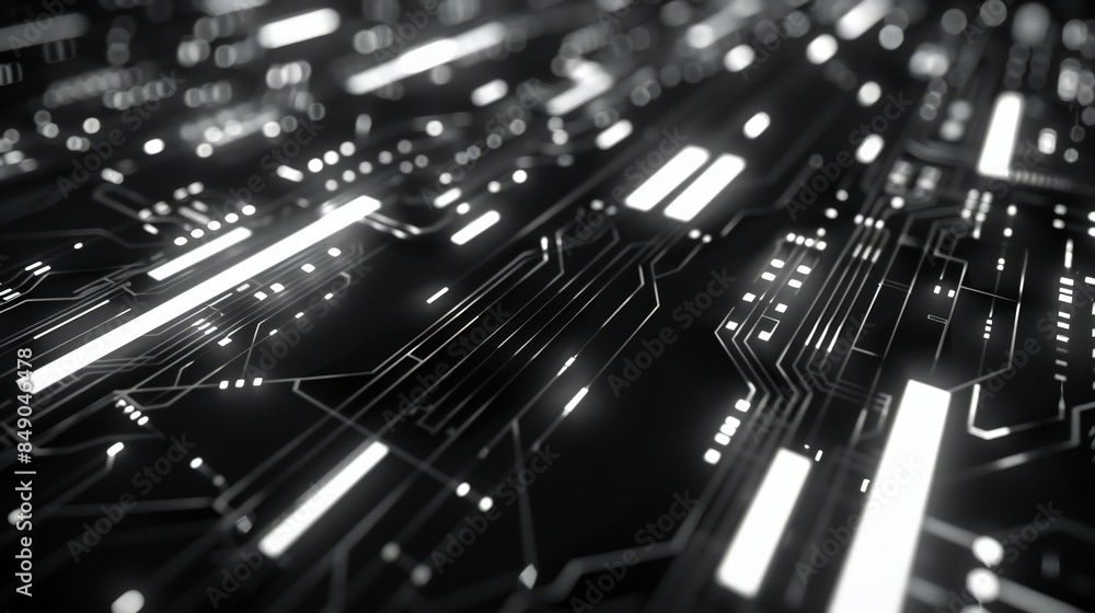 Futuristic elegance emanates from sleek white circuitry lines set against a black backdrop, offering a sophisticated and modern ambiance. Futuristic elegance emanates from sleek white circuitry lines set against a black backdrop, offering a sophisticated and modern ambiance.
