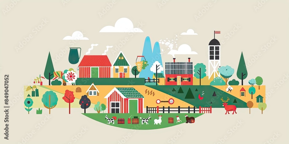 Clean and Modern Farm Illustration Clean and Modern Farm Illustration