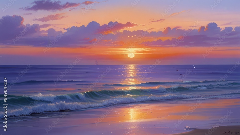 Great sunset horizon over the ocean Great sunset horizon over the ocean