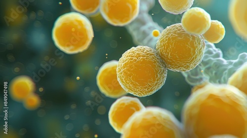 Streptococcus pyogenes bacteria. 3D computer illustration of Streptococcus pyogenes, or group-A Streptococcus, bacteria. S. pyogenes is a gram-positive spherical (coccus) bacteria