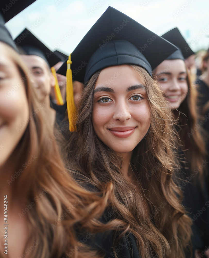 Graduation photos of European and American college students, facing the camera happily and happily Graduation photos of European and American college students, facing the camera happily and happily
