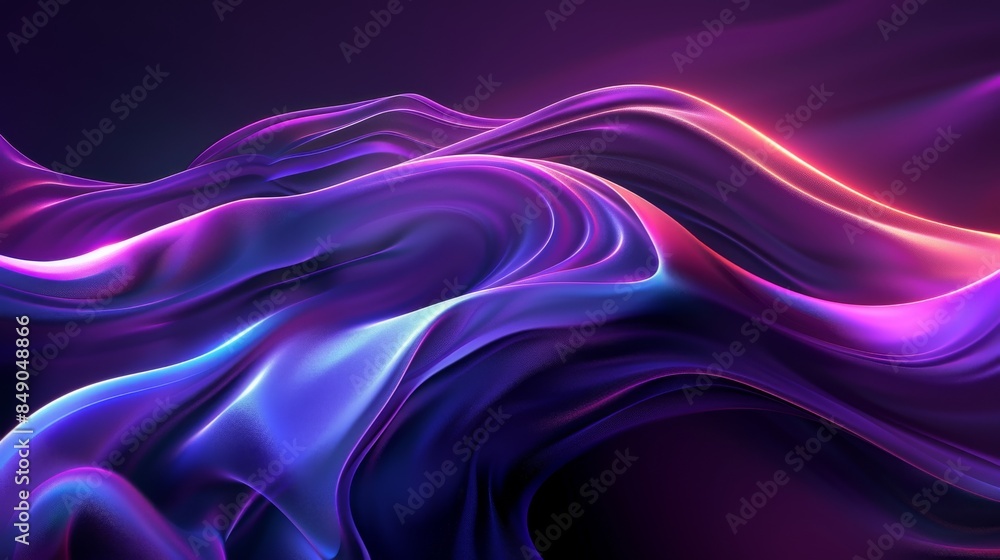 Obraz premium Vibrant abstract wave pattern in purples, blues, and pinks with luminous edges