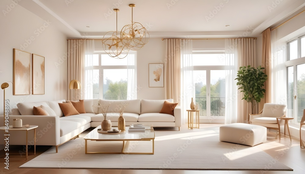 Fototapeta premium white and gold theme modern interior