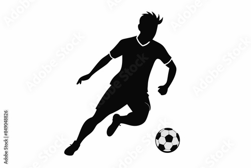 Soccer Player Black Silhouette on White Background,soccer, football, ball, sport, player, game, kick, illustration, play, vector, athlete, team, people, goal, competition, silhouette, footballer, acti