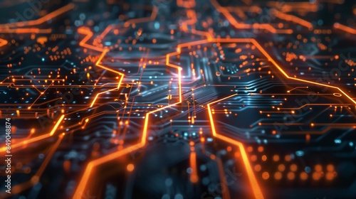 Wallpaper Mural Sleek backdrop adorned with intertwining circuit board motifs, exuding a futuristic and tech-inspired vibe. Torontodigital.ca