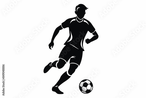 Soccer Player Black Silhouette on White Background,soccer, football, ball, sport, player, game, kick, illustration, play, vector, athlete, team, people, goal, competition, silhouette, footballer, acti