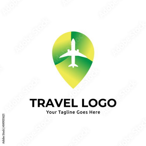 Pin map illustration for travel icon logo design