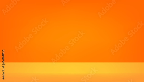 Orange and yellow Studio background. Orange and yellow Background Empty Room Studio with table. Space for selling products on the website. Abstract green showroom. Vector illustration.