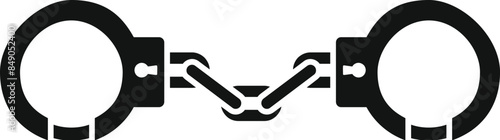 Simple icon showing a pair of handcuffs linked together symbolizing arrest and detention