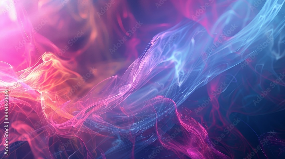 Fototapeta premium Abstract background with luminous smoke colors flowing from pink to blue, creating a dynamic visual.