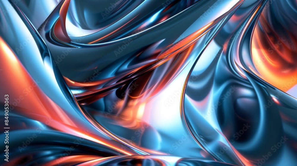 abstract Flowing shapes with a glossy finish in vibrant blue, red, and orange abstract Flowing shapes with a glossy finish in vibrant blue, red, and orange