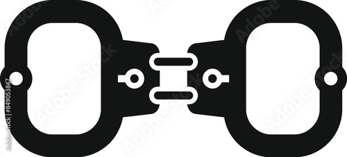 Black silhouette of metal handcuffs used by police officers for arresting criminals
