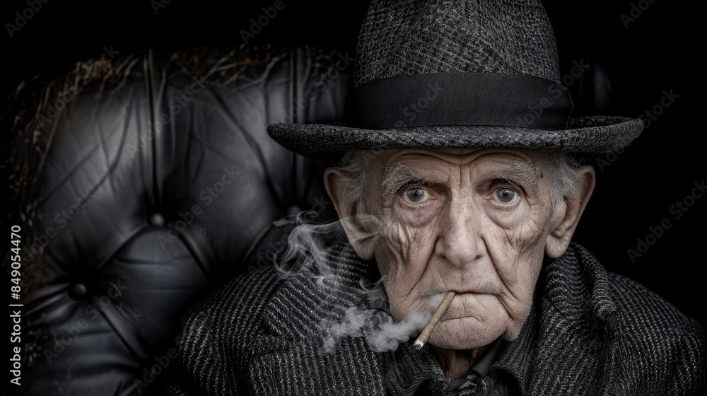 Elderly Man with a Gray Beard and Hat Smoking a Cigarette Capturing the Intricate Details of His Wrinkled Face and the Swirling Smoke in a Striking Portrait Wallpaper Digital Art Poster Brainstorming Elderly Man with a Gray Beard and Hat Smoking a Cigarette Capturing the Intricate Details of His Wrinkled Face and the Swirling Smoke in a Striking Portrait Wallpaper Digital Art Poster Brainstorming