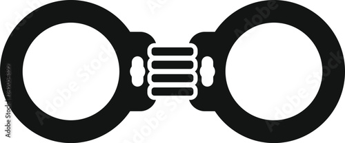 Black metal handcuffs closed and locked, representing law, justice and arrest