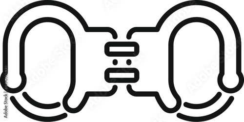 Black outline icon representing a pair of police handcuffs, symbolizing law enforcement and detention