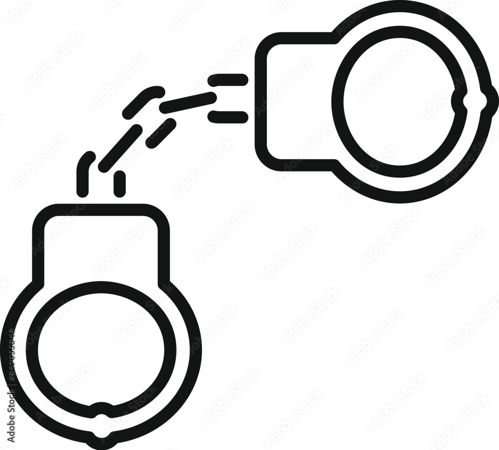 Line art icon of a pair of handcuffs, representing security, law enforcement, and justice Line art icon of a pair of handcuffs, representing security, law enforcement, and justice