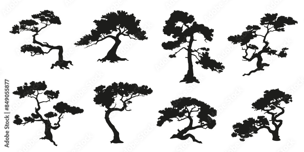 custom made wallpaper toronto digitalsmall pine tree silhouettes on a rock white background volume 1