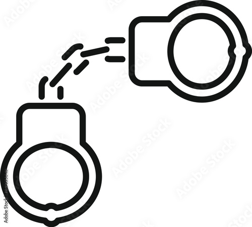 Line art icon of a pair of handcuffs, representing security, law enforcement, and justice