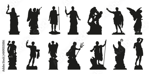 various statue silhouettes on the white background volume 1