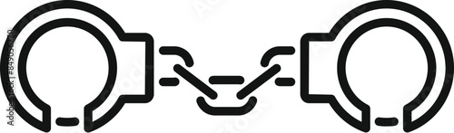 Restraining freedom with chain connecting metal rings, steel handcuffs are representing criminal justice system