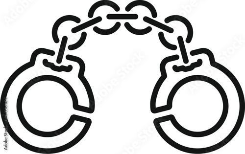 Line drawing of a pair of handcuffs linked together, representing law enforcement, security, and the restriction of freedom