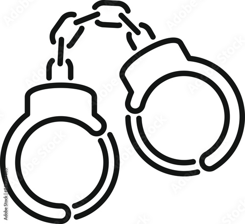 Black outline illustration of a pair of handcuffs, symbolizing arrest and detention