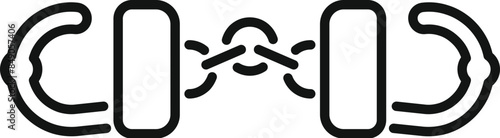 Line drawing of police handcuffs restraining with chain for arresting criminals