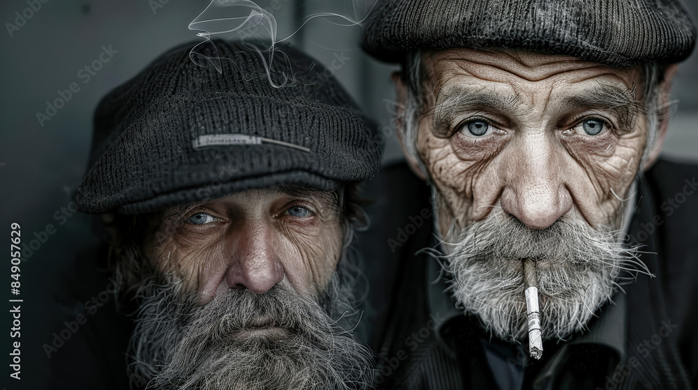 Elderly Man with a Gray Beard and Hat Smoking a Cigarette Capturing the Intricate Details of His Wrinkled Face and the Swirling Smoke in a Striking Portrait Wallpaper Digital Art Poster Brainstorming Elderly Man with a Gray Beard and Hat Smoking a Cigarette Capturing the Intricate Details of His Wrinkled Face and the Swirling Smoke in a Striking Portrait Wallpaper Digital Art Poster Brainstorming