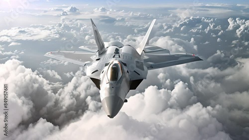 A fighter jet shoots a missile into the sky. with the speed of the sound concept outside the air