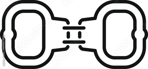 Black outline icon of double handcuffs used for arresting criminals