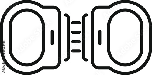 Black line police steel handcuffs icon isolated on white background