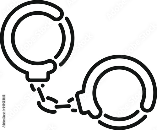 Black and white line art of a pair of handcuffs, symbolizing law enforcement and the capture of suspects