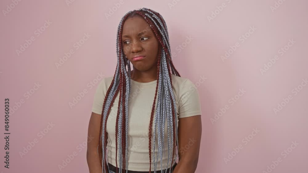 African american woman standing depressed and worry for distress, crying angry and afraid. sad expression. over isolated pink background African american woman standing depressed and worry for distress, crying angry and afraid. sad expression. over isolated pink background