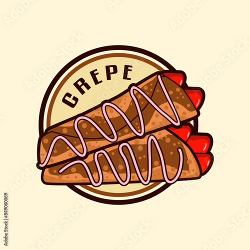 crepe logo sticker banner vector illustration template