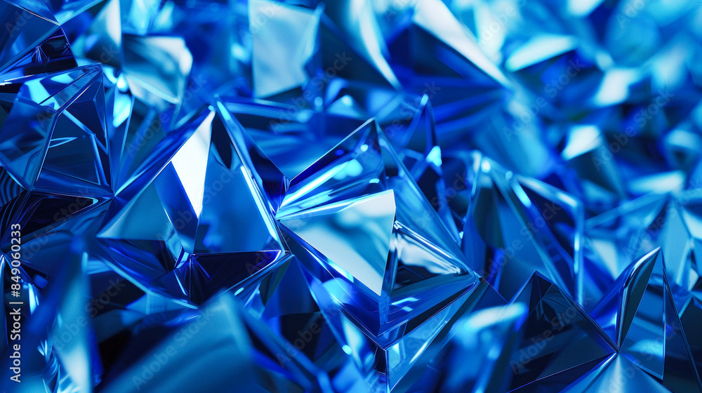 Vibrant blue geometric crystals with depth of field Vibrant blue geometric crystals with depth of field