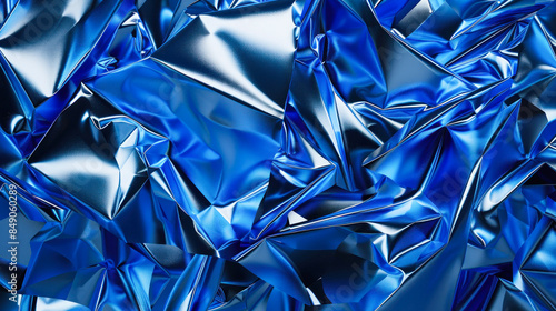 Twisted blue metallic surfaces in abstract design