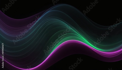 Wallpaper Mural abstract futuristic background with green purple glowing neon moving high speed wave lines and bokeh lights. Torontodigital.ca