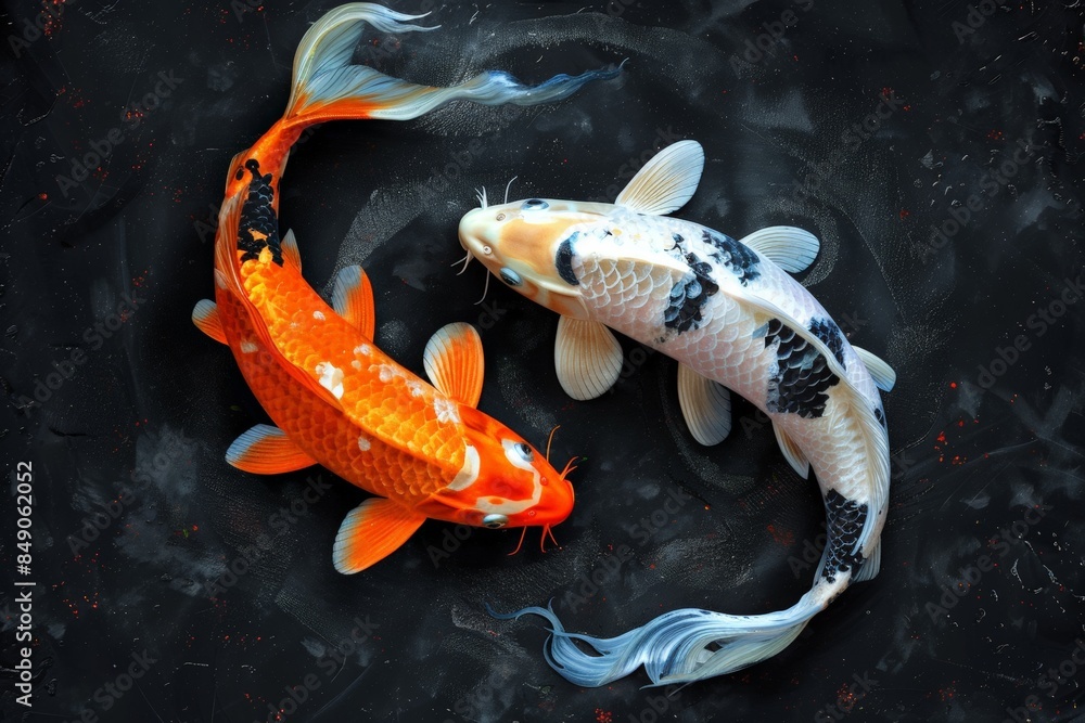 koi fish on dark