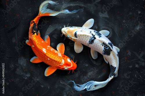 Obraz na płótnie koi fish on dark w salonie