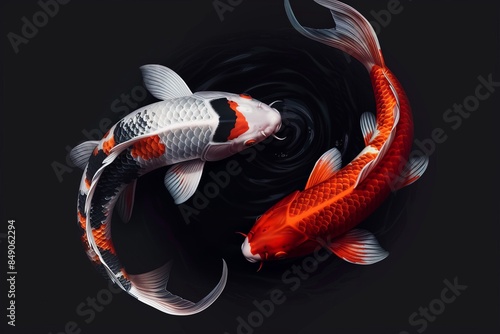 koi fish on dark