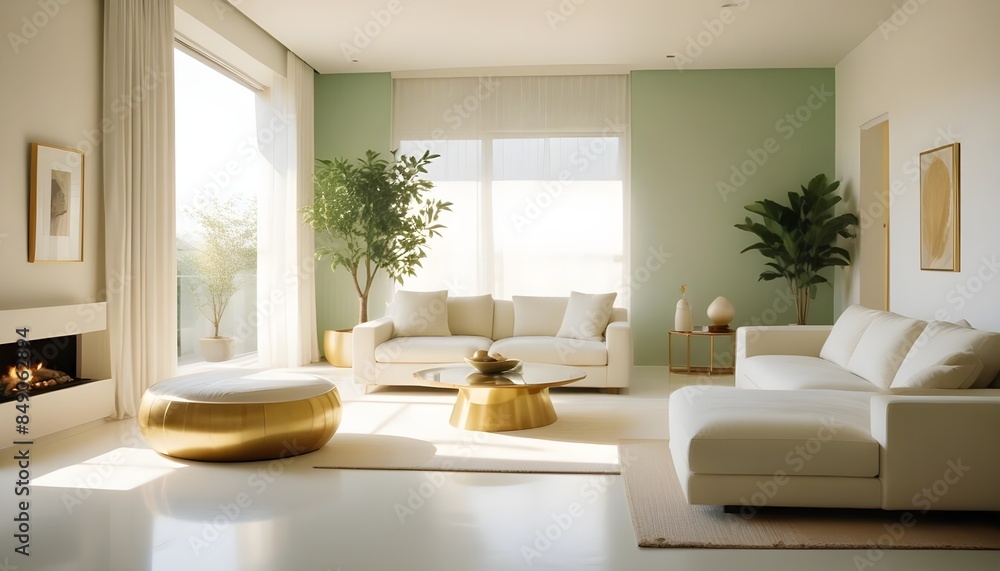 white and gold theme modern interior