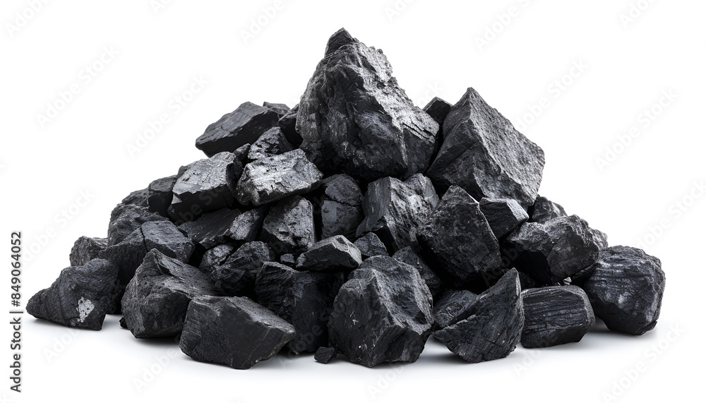 Heap of coal isolated on white. Mineral deposits Heap of coal isolated on white. Mineral deposits