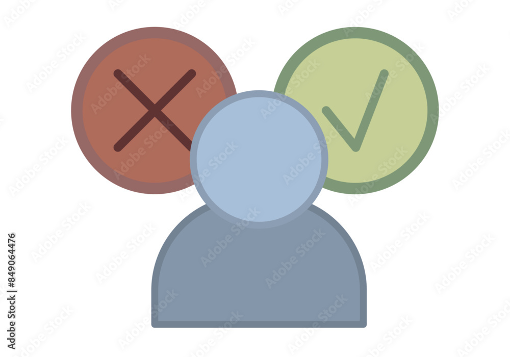 Icono de perfil de usuario tomando decisiones para aceptar o rechazar Icono de perfil de usuario tomando decisiones para aceptar o rechazar