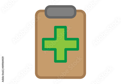 Carpeta con una cruz médica en fondo blanco