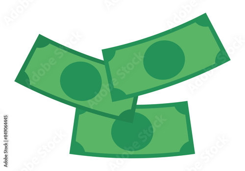 Tres billetes verdes cayendo en fondo blanco