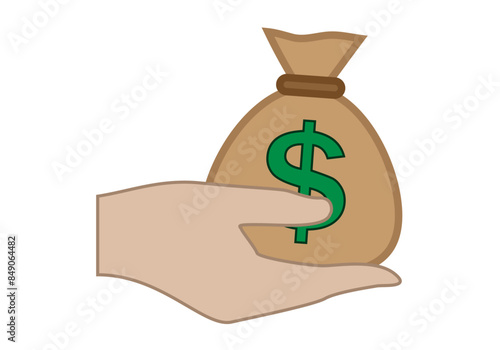 Mano dando saco de dinero de dólar